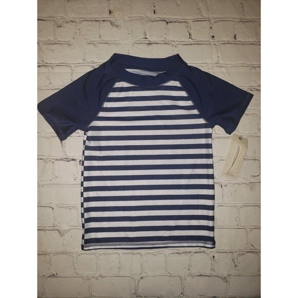 NWT Peyton & Parker Toddler Navy & White Stripe Swim Short-Sleeve T-Shirt - Picture 1 of 1